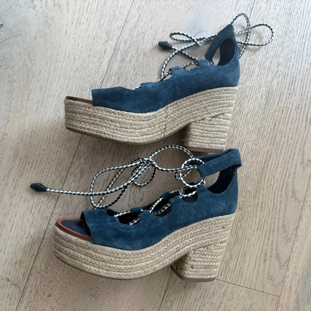 Tory Burch Positano Lace-up Platform Espadrille Size 8